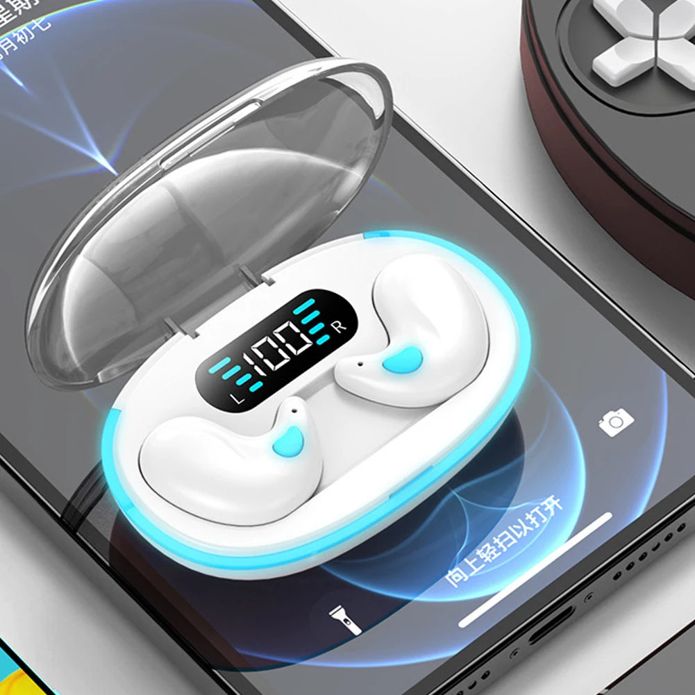BT 5.3 Wireless Earbuds – Noise Cancelling Mini Sleep Headphones | Ultra-Light Invisible In-Ear Earphones, IPX5 Waterproof, Secure Fit for Running, Fitness, and Study