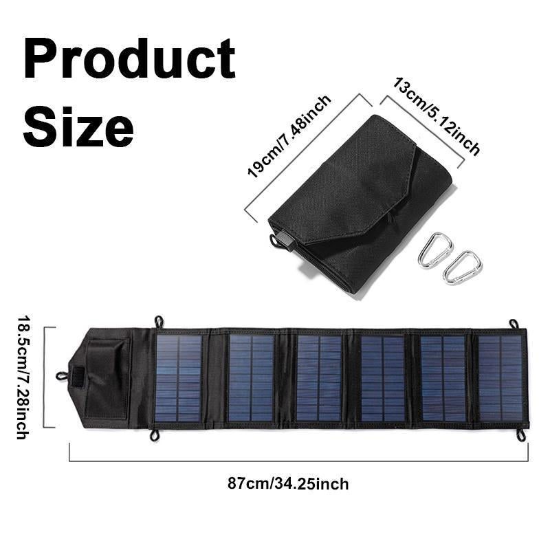 Foldable Waterproof Solar Panel – Portable USB & 24V Charger with Carabiners for Outdoor Power
