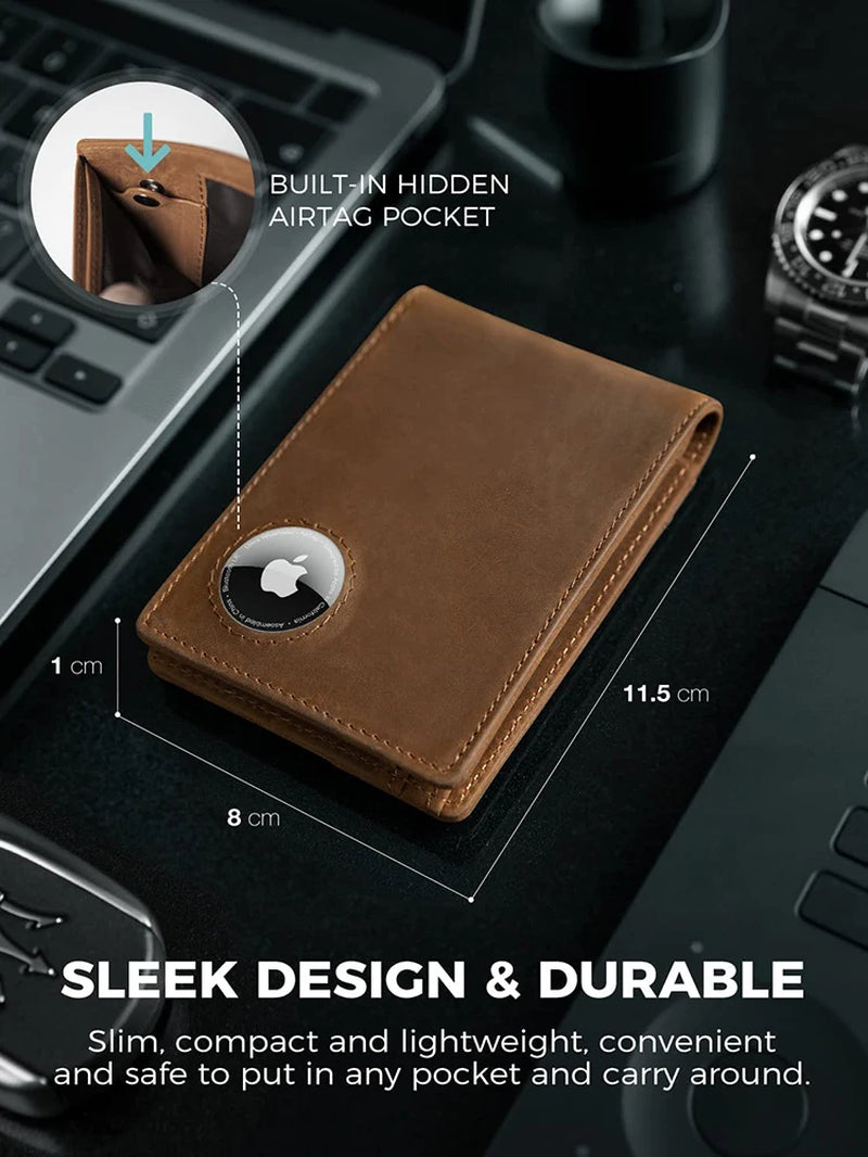 Men’s Slim RFID Wallet with Air Tag Slot – Ultra-Thin Credit Card Holder & Anti-Theft Minimalist Card Case