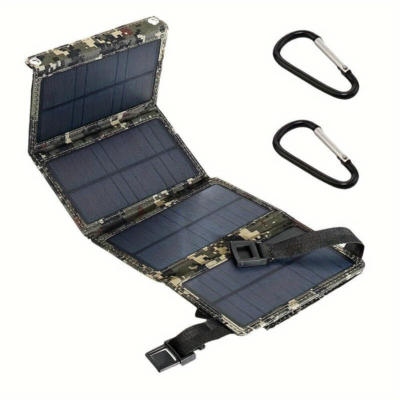 Foldable Waterproof Solar Panel – Portable USB & 24V Charger with Carabiners for Outdoor Power