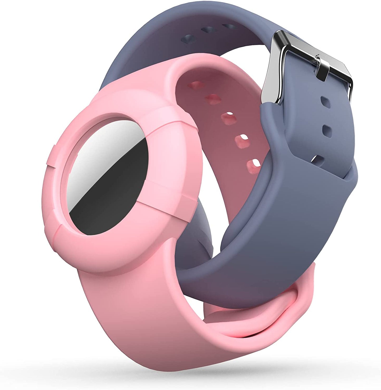 AirTag Wristband for Kids (2-Pack) – Soft Silicone Bracelet for Apple AirTag | Lightweight GPS Tracker Holder, Child-Friendly Watch Band (Black & Navy Blue)