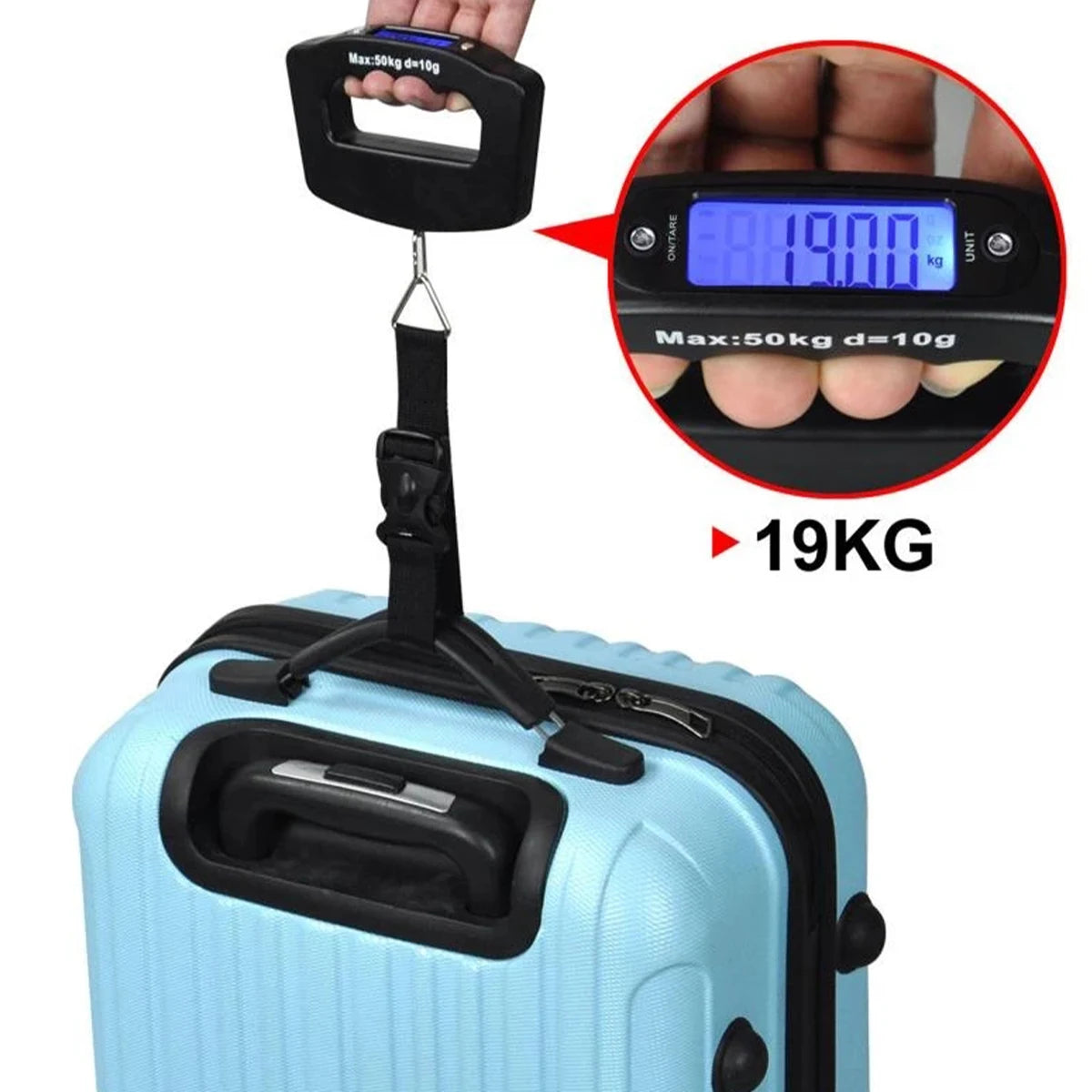 50Kg Digital Luggage Scale – Portable Handheld Suitcase Weighing Scale with Backlit Display for Travel