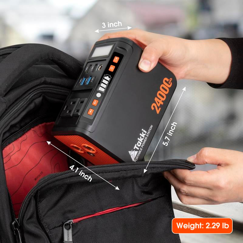 Takki 88Wh Portable Power Station – 120W Peak Lithium Battery Backup with AC Outlet & USB Ports