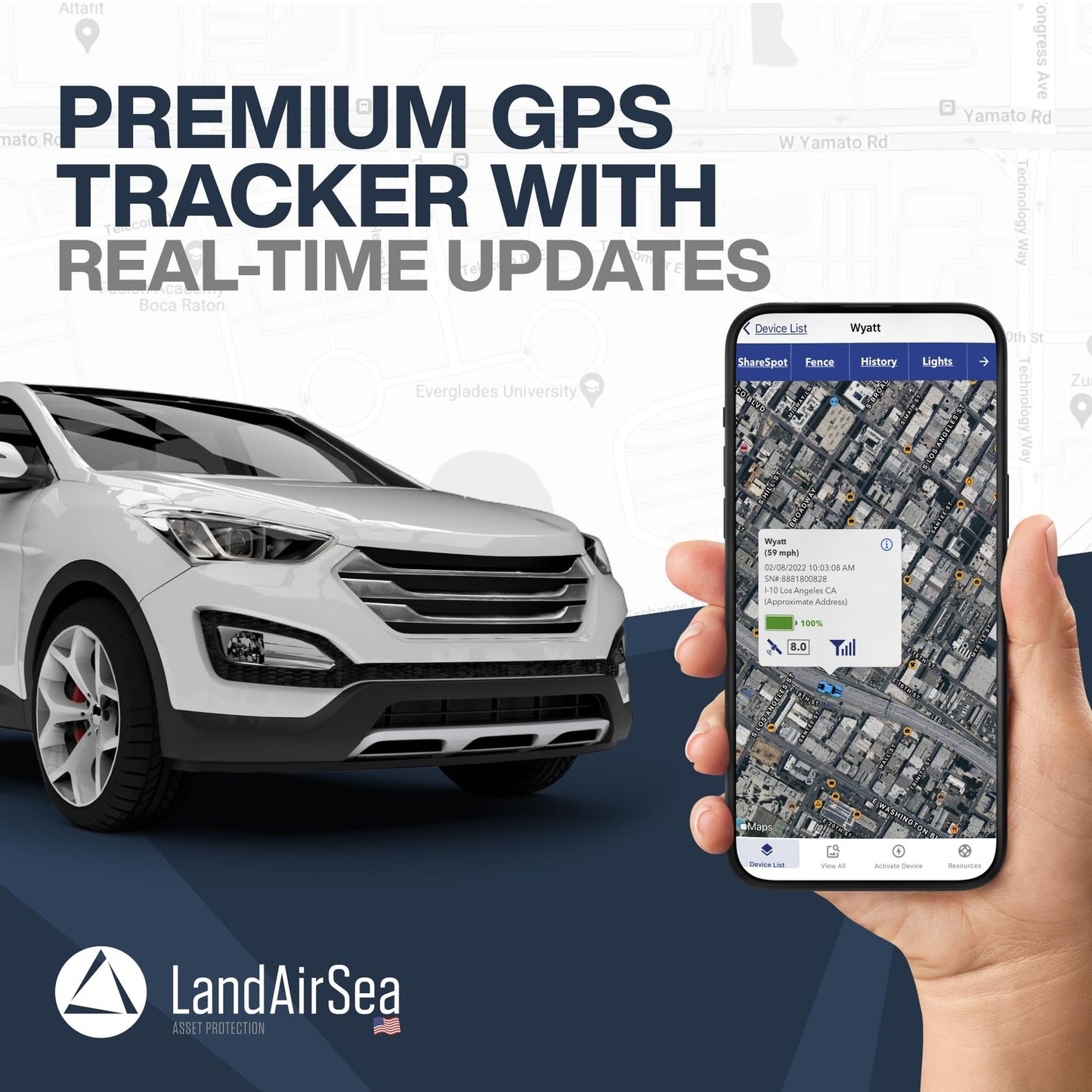 LandAirSea 54 GPS Tracker – Waterproof, USA-Manufactured, Magnetic Mount | Real-Time Location Tracking Device with Full 4G LTE Coverage