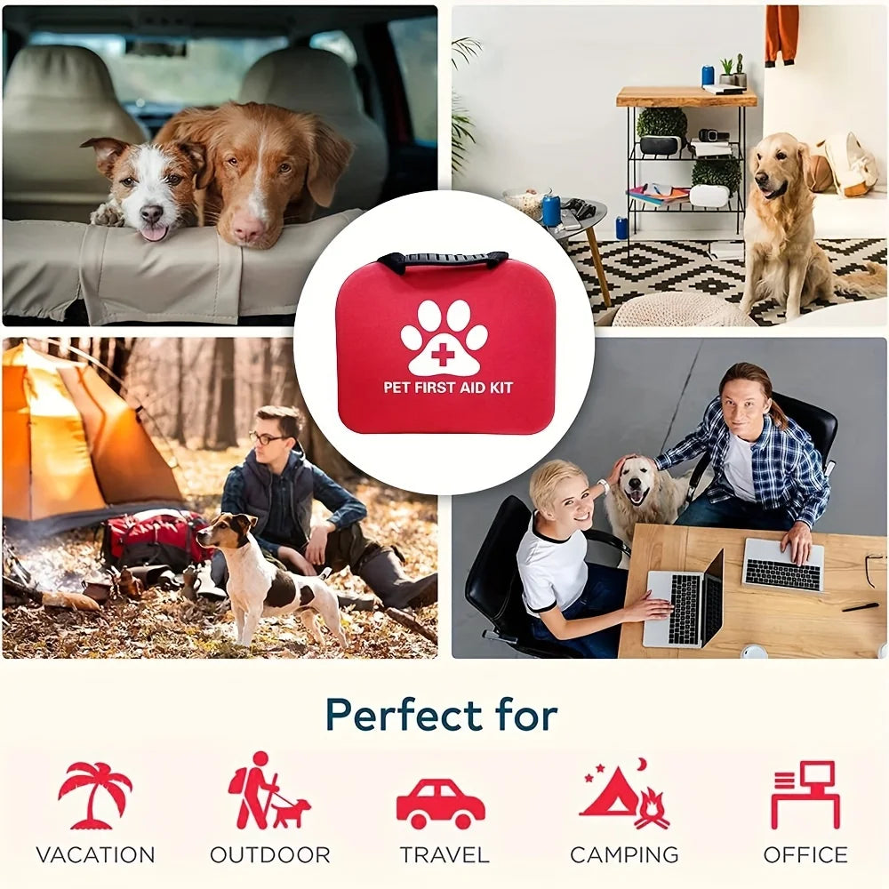 61-Piece Pet First Aid Kit – Portable Emergency Medical Kit for Dogs and Cats with EVA Case, Ideal for Travel, Camping, and Outdoor Use