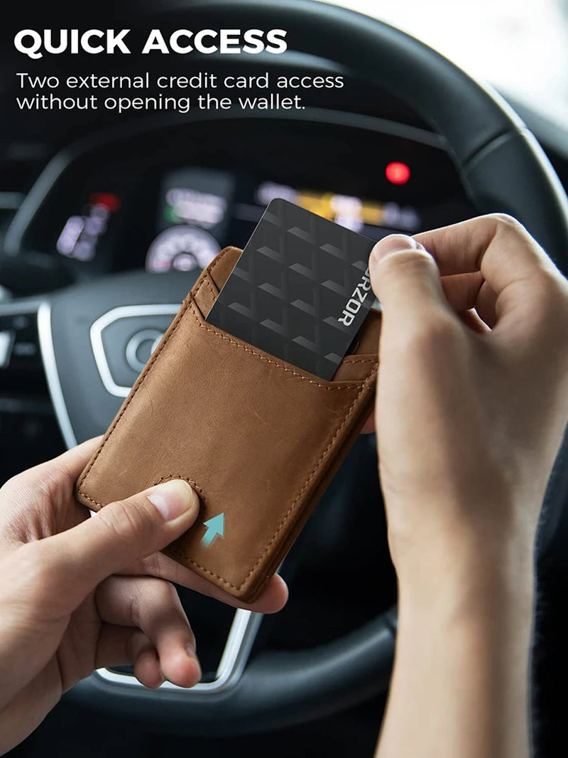 Men’s Slim RFID Wallet with Air Tag Slot – Ultra-Thin Credit Card Holder & Anti-Theft Minimalist Card Case