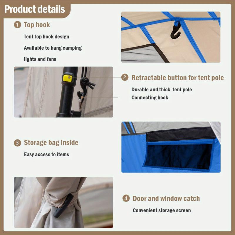 MOON LENCE 4-5 Person Instant Pop-Up Camping Tent – Double-Layer Waterproof Backpacking Tent with Porch