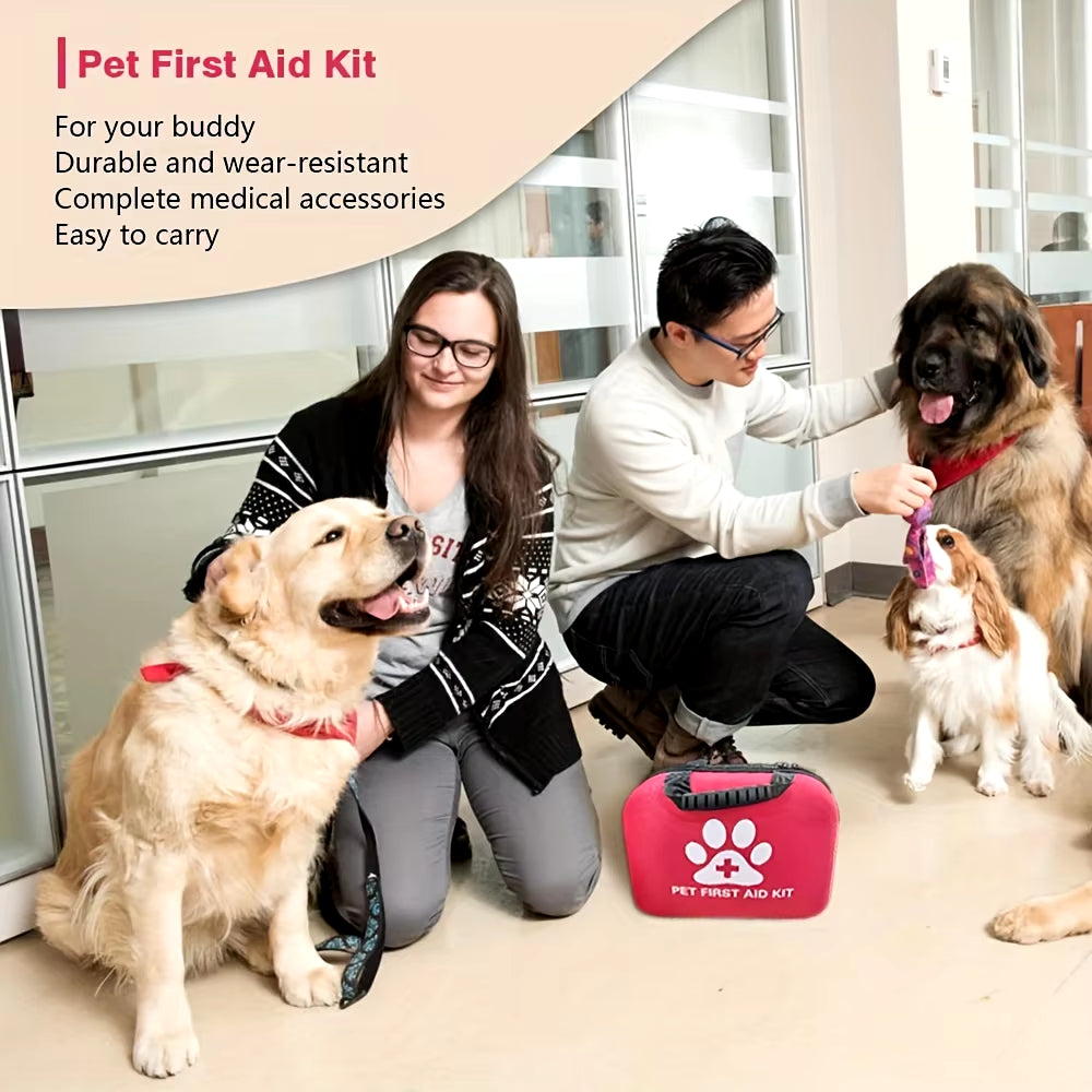 61-Piece Pet First Aid Kit – Portable Emergency Medical Kit for Dogs and Cats with EVA Case, Ideal for Travel, Camping, and Outdoor Use