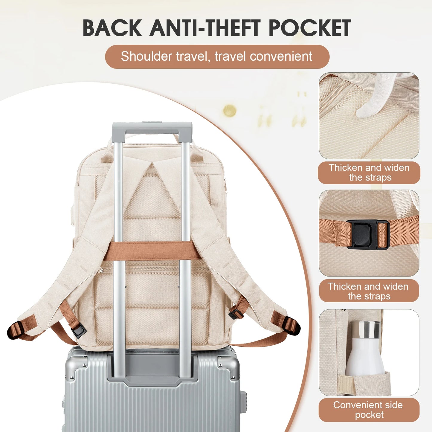 Vacuum Airbag Travel Backpack – Hand Luggage Carry-On with Built-In Pump | Ladies Laptop Backpack and Space-Saving Travel Bag