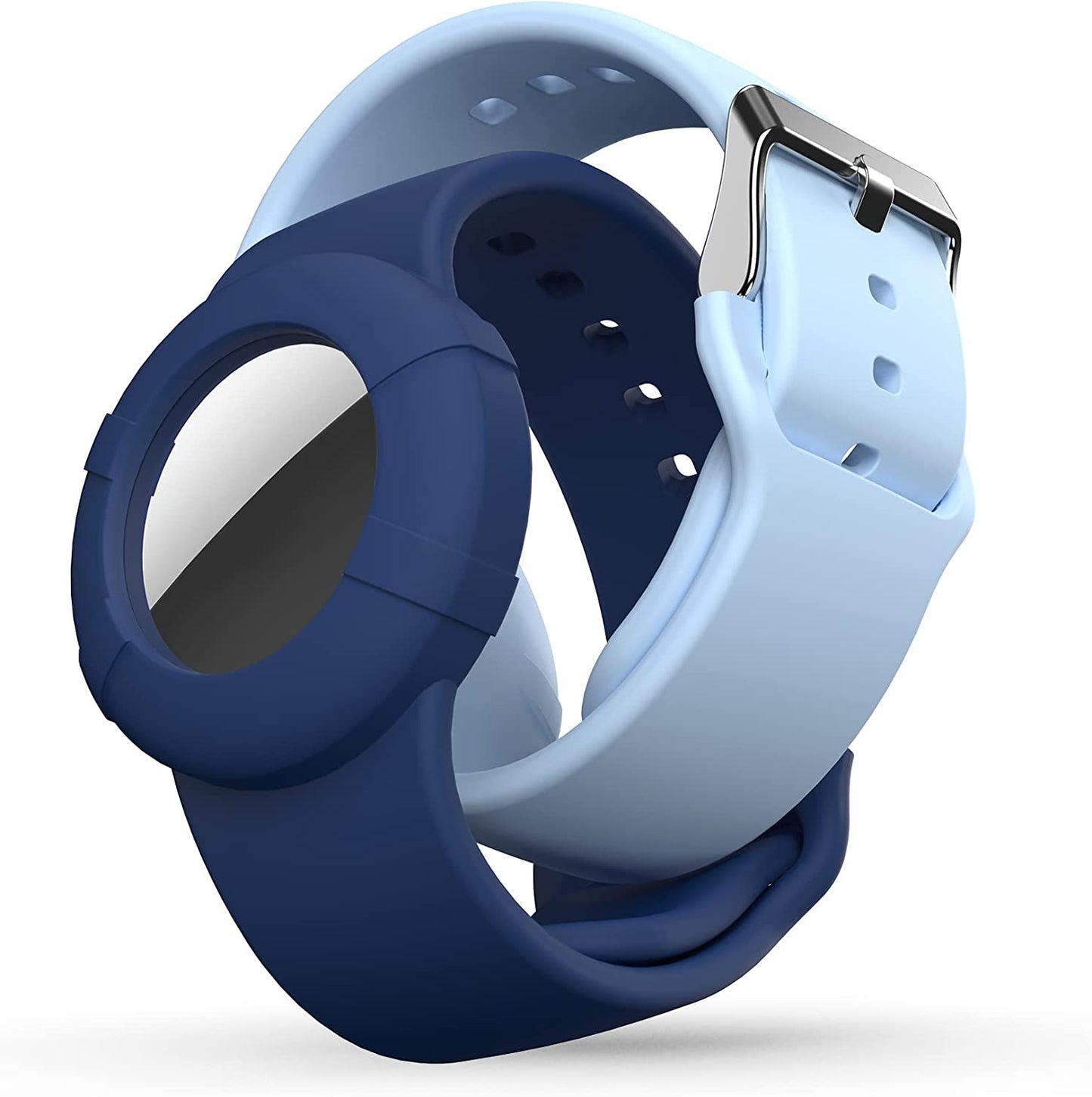 AirTag Wristband for Kids (2-Pack) – Soft Silicone Bracelet for Apple AirTag | Lightweight GPS Tracker Holder, Child-Friendly Watch Band (Black & Navy Blue)