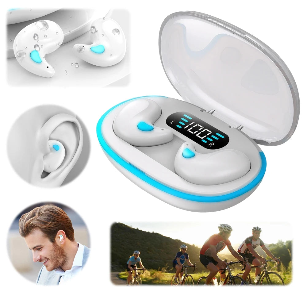 BT 5.3 Wireless Earbuds – Noise Cancelling Mini Sleep Headphones | Ultra-Light Invisible In-Ear Earphones, IPX5 Waterproof, Secure Fit for Running, Fitness, and Study