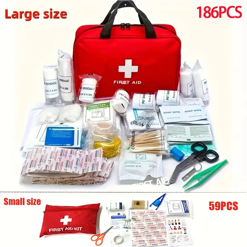 59/186/245PCS Deluxe First Aid Kit with Portable Bag – Outdoor Emergency Medical Kit for Hunting, Hiking, Camping, and Travel