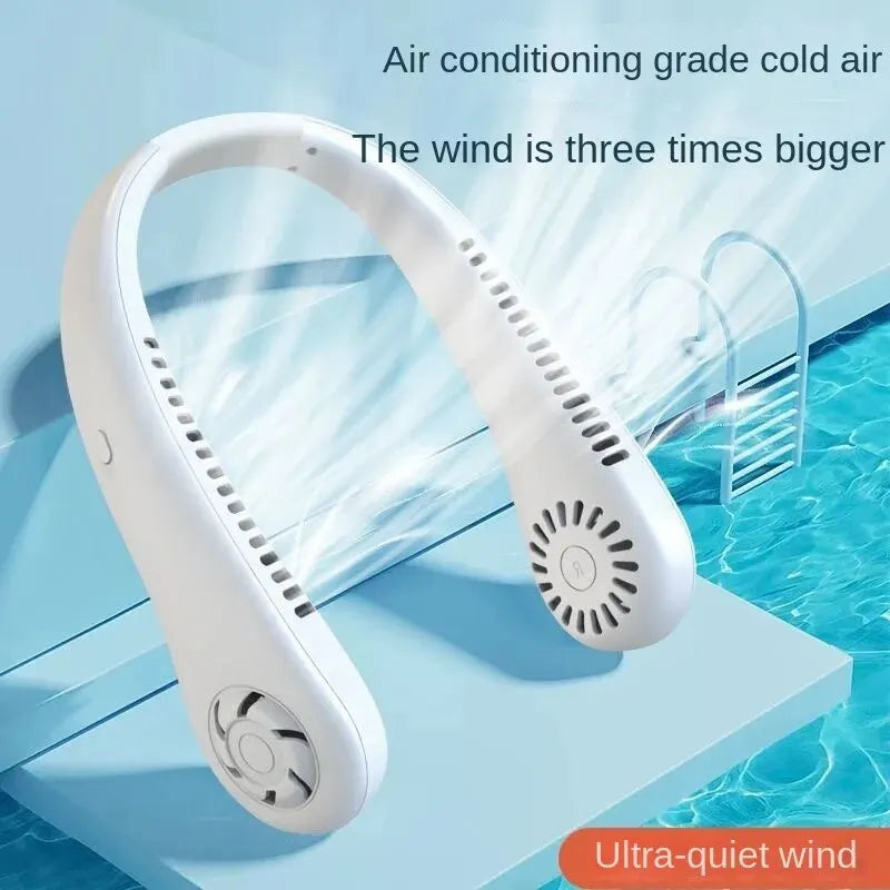 1PC Mini Portable Neck Fan – Bladeless Rechargeable Air Cooler with 3-Speed Settings for Long Endurance Summer Use
