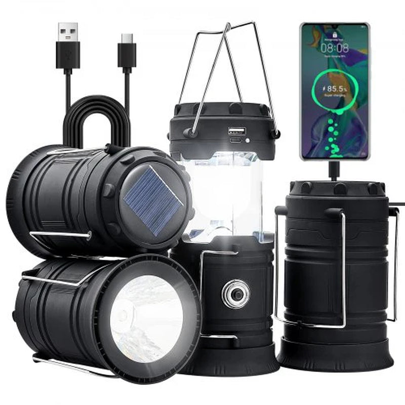 LED Camping Lanterns – Portable Rechargeable Lights with Battery Bank Function, 4-Pack for Outdoor, Emergency, and Travel