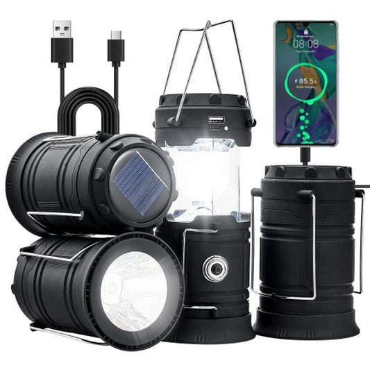 LED Camping Lanterns – Portable Rechargeable Lights with Battery Bank Function, 4-Pack for Outdoor, Emergency, and Travel