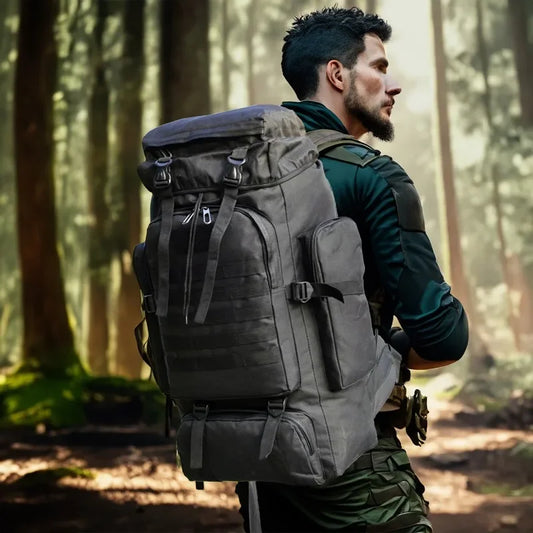 80L/100L Tactical Mountaineering Backpack – Large Capacity Hiking, Camping, and Travel Pack with Multiple Compartments