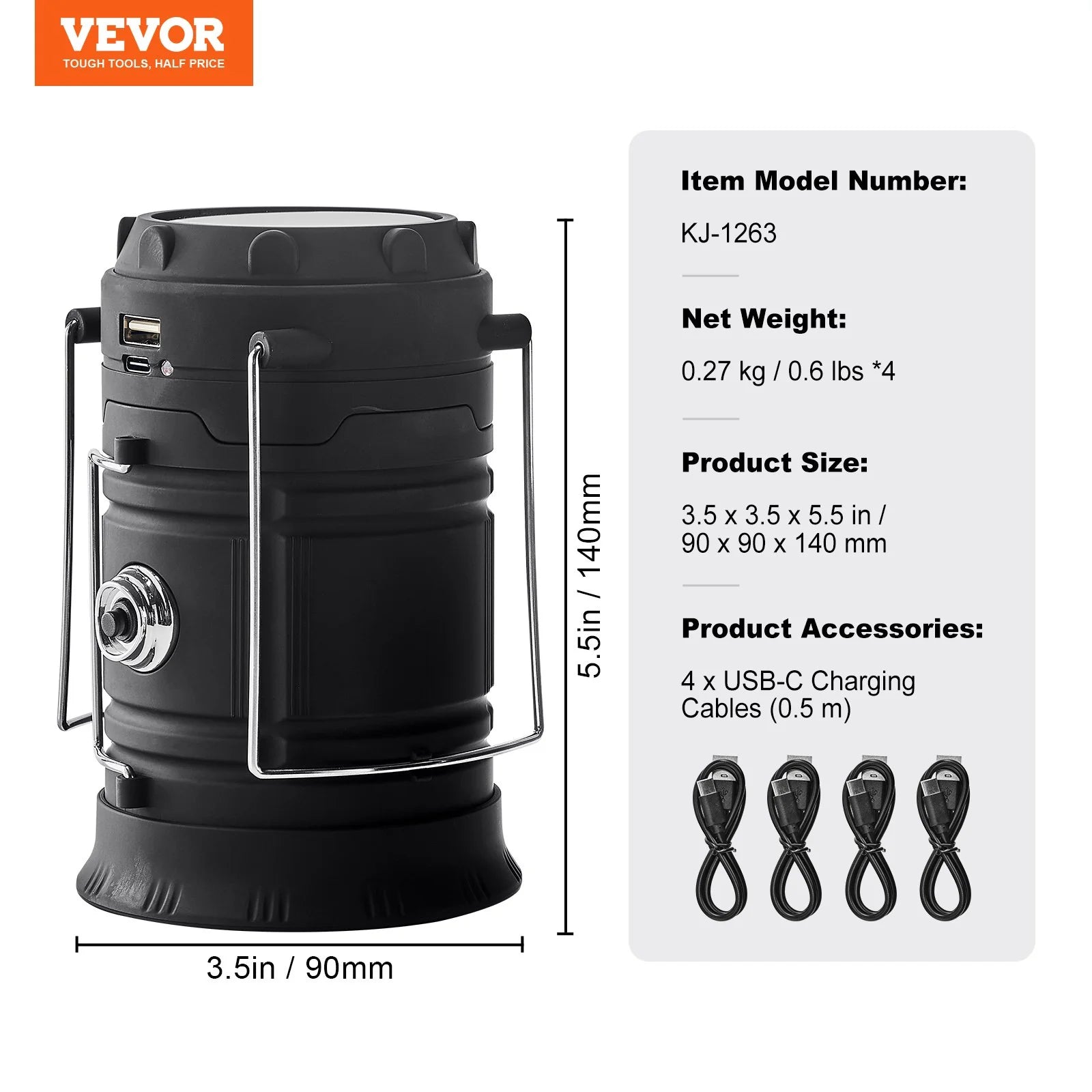 LED Camping Lanterns – Portable Rechargeable Lights with Battery Bank Function, 4-Pack for Outdoor, Emergency, and Travel