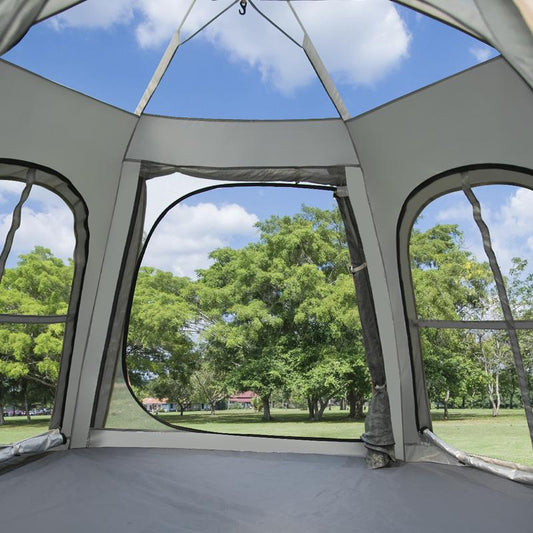 3-4 Person Waterproof Camping Tent – Easy-Setup Canvas Dome with Mesh Doors & Windows