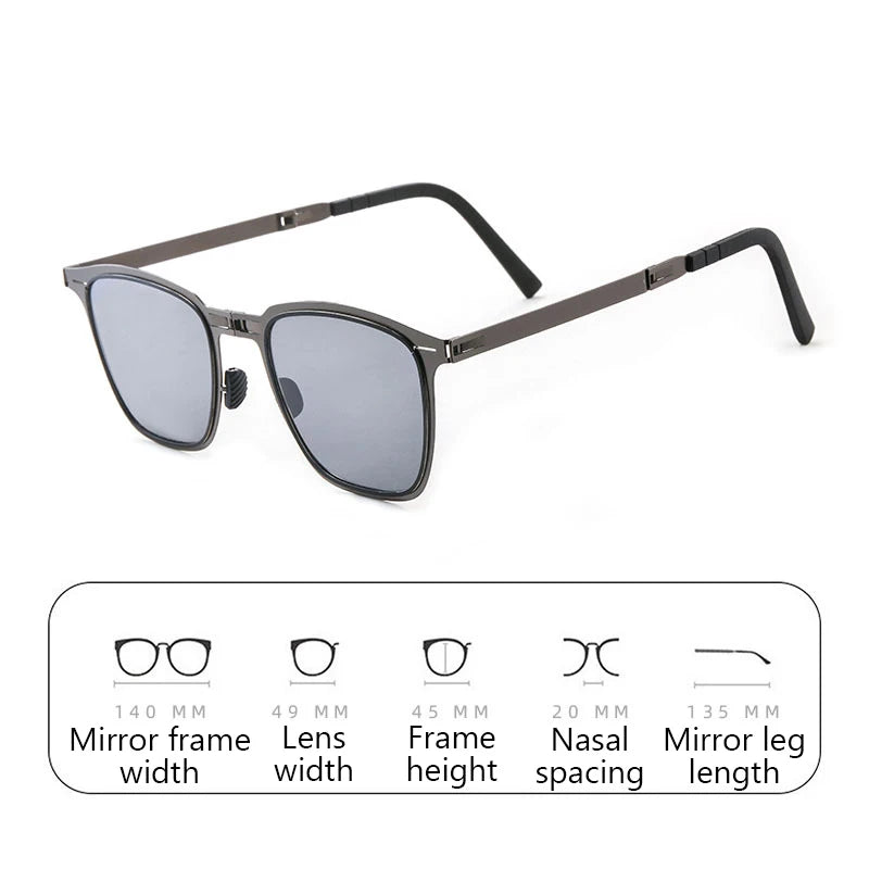 Portable Ultra-Light Folding Polarized Sunglasses – Stainless Steel Frame, HD Retro Square Design