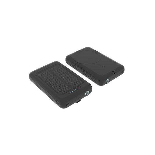 Brookstone 5000mAh MagSafe Solar Power Bank – Wireless Charger with Built-In Flashlight