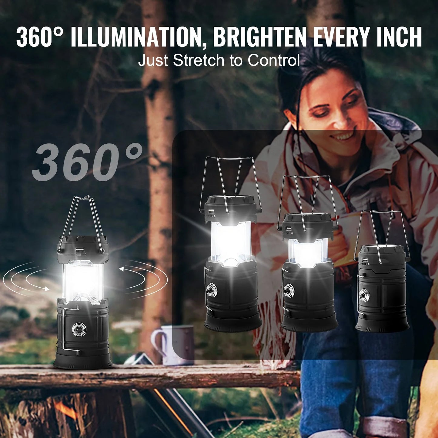 LED Camping Lanterns – Portable Rechargeable Lights with Battery Bank Function, 4-Pack for Outdoor, Emergency, and Travel