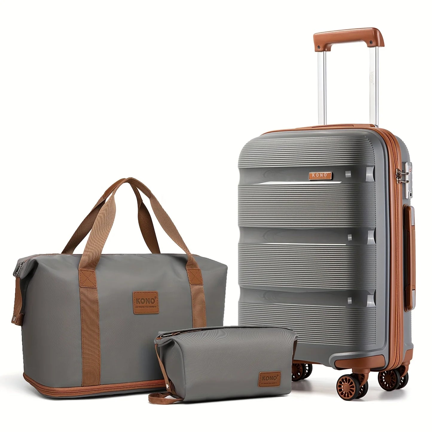Kono 20" Lightweight Hard shell Carry-On Luggage Set – Cabin Suitcase with Travel Organizer and Toiletry Bags