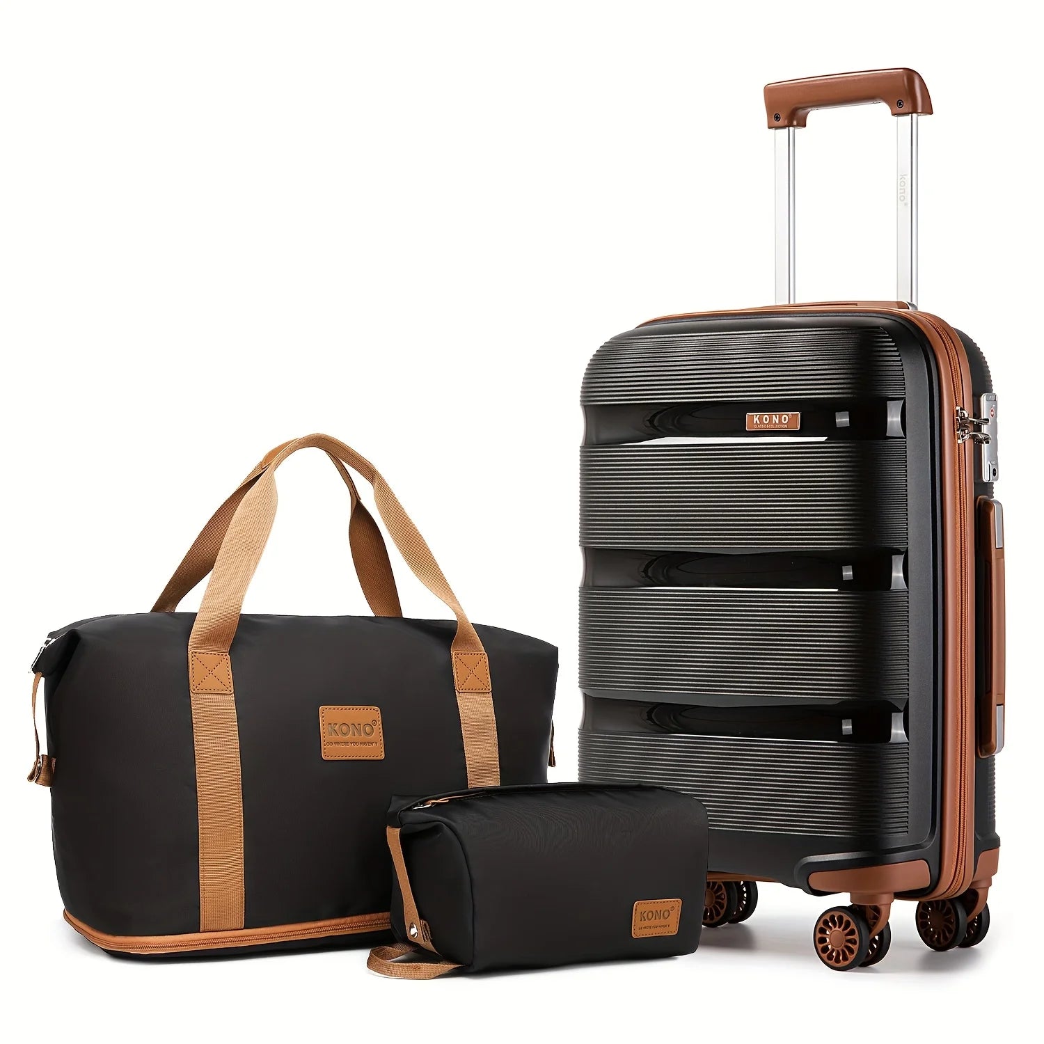 Kono 20" Lightweight Hard shell Carry-On Luggage Set – Cabin Suitcase with Travel Organizer and Toiletry Bags