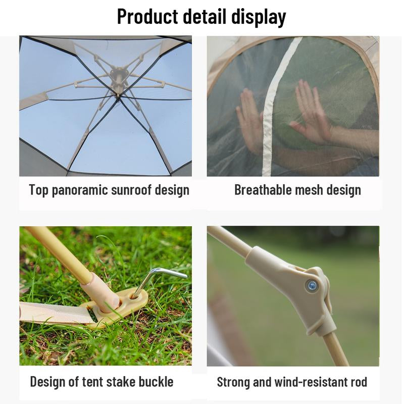 3-4 Person Waterproof Camping Tent – Easy-Setup Canvas Dome with Mesh Doors & Windows
