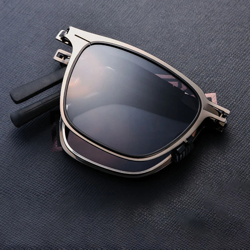 Portable Ultra-Light Folding Polarized Sunglasses – Stainless Steel Frame, HD Retro Square Design