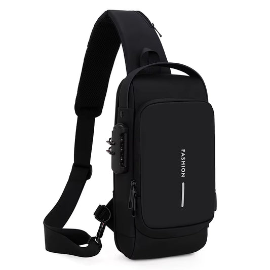 Men’s Multifunction Anti-Theft USB Shoulder Bag – Travel Crossbody Sling Chest Messenger Pack with Secure Compartments