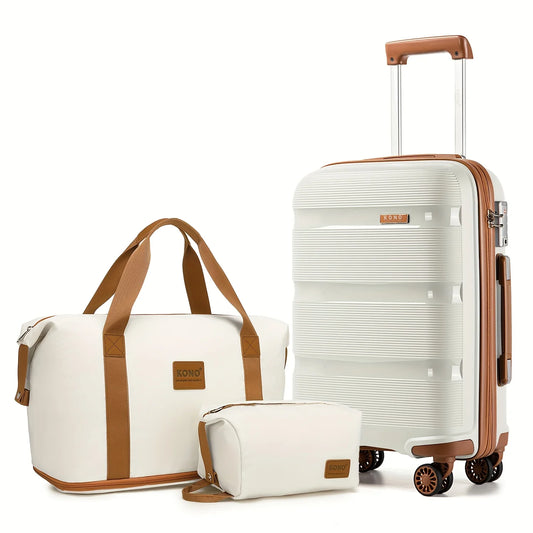 Kono 20" Lightweight Hard shell Carry-On Luggage Set – Cabin Suitcase with Travel Organizer and Toiletry Bags