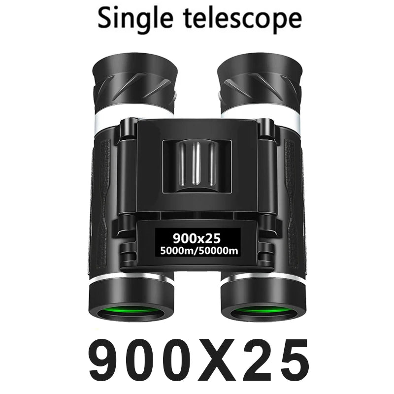 900x25 HD Zoom Portable Binoculars – Long-Range Folding BAK4 Prism Telescope for Hunting, Camping & Low-Light Viewing