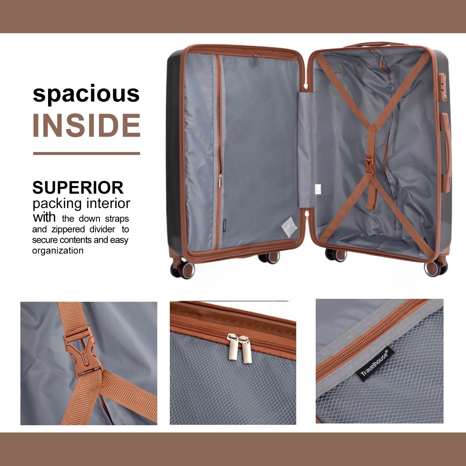 5-Piece Luggage Set – Hardcase Suitcases with Double Spinner Wheels & TSA Lock, Includes Travel Duffle Bag and Carry-On