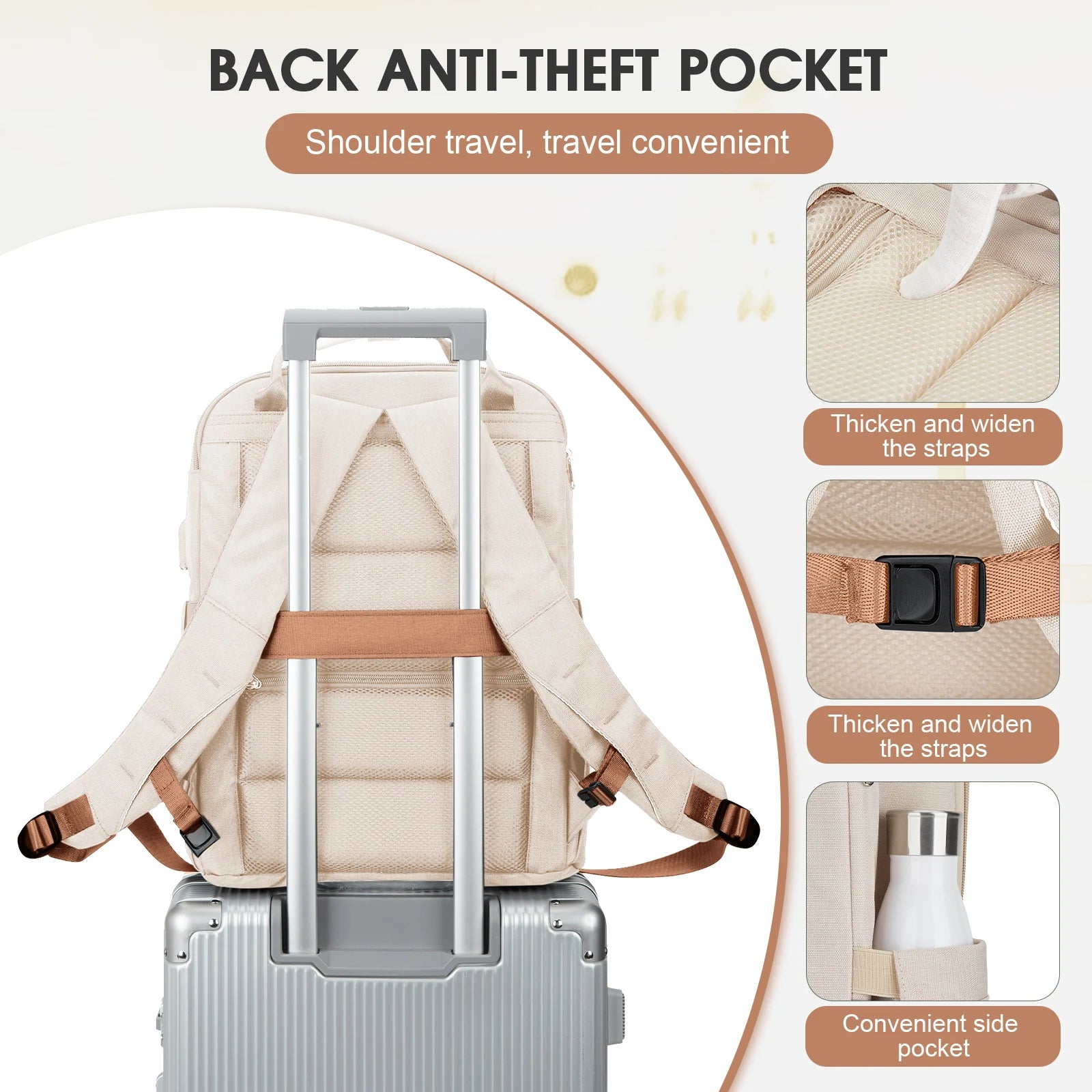 Vacuum Airbag Travel Backpack – Hand Luggage Carry-On with Built-In Pump | Ladies Laptop Backpack and Space-Saving Travel Bag