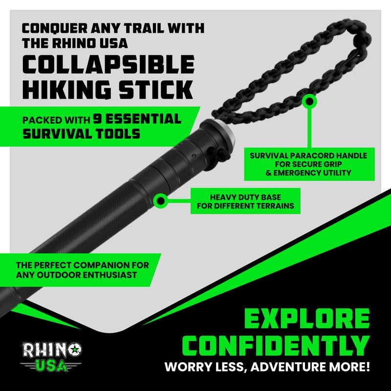 Rhino USA Tactical Hiking Stick – Essential Camping Gear for Hiking & Trekking – Durable Survival Stick for Outdoor Adventures