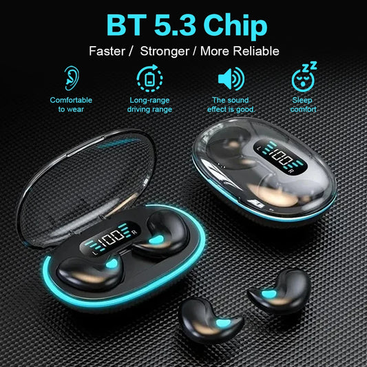 BT 5.3 Wireless Earbuds – Noise Cancelling Mini Sleep Headphones | Ultra-Light Invisible In-Ear Earphones, IPX5 Waterproof, Secure Fit for Running, Fitness, and Study