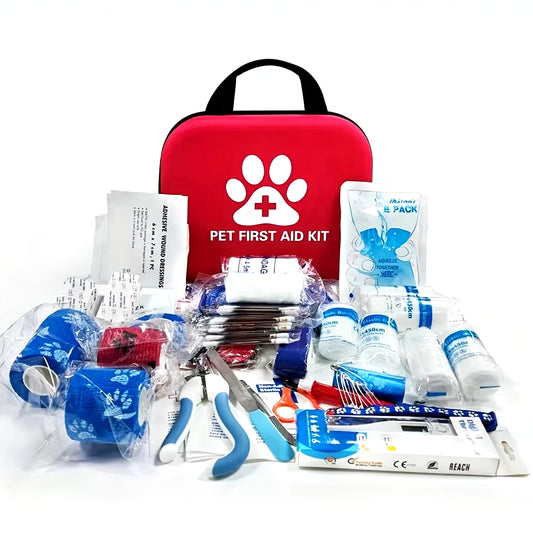 61-Piece Pet First Aid Kit – Portable Emergency Medical Kit for Dogs and Cats with EVA Case, Ideal for Travel, Camping, and Outdoor Use